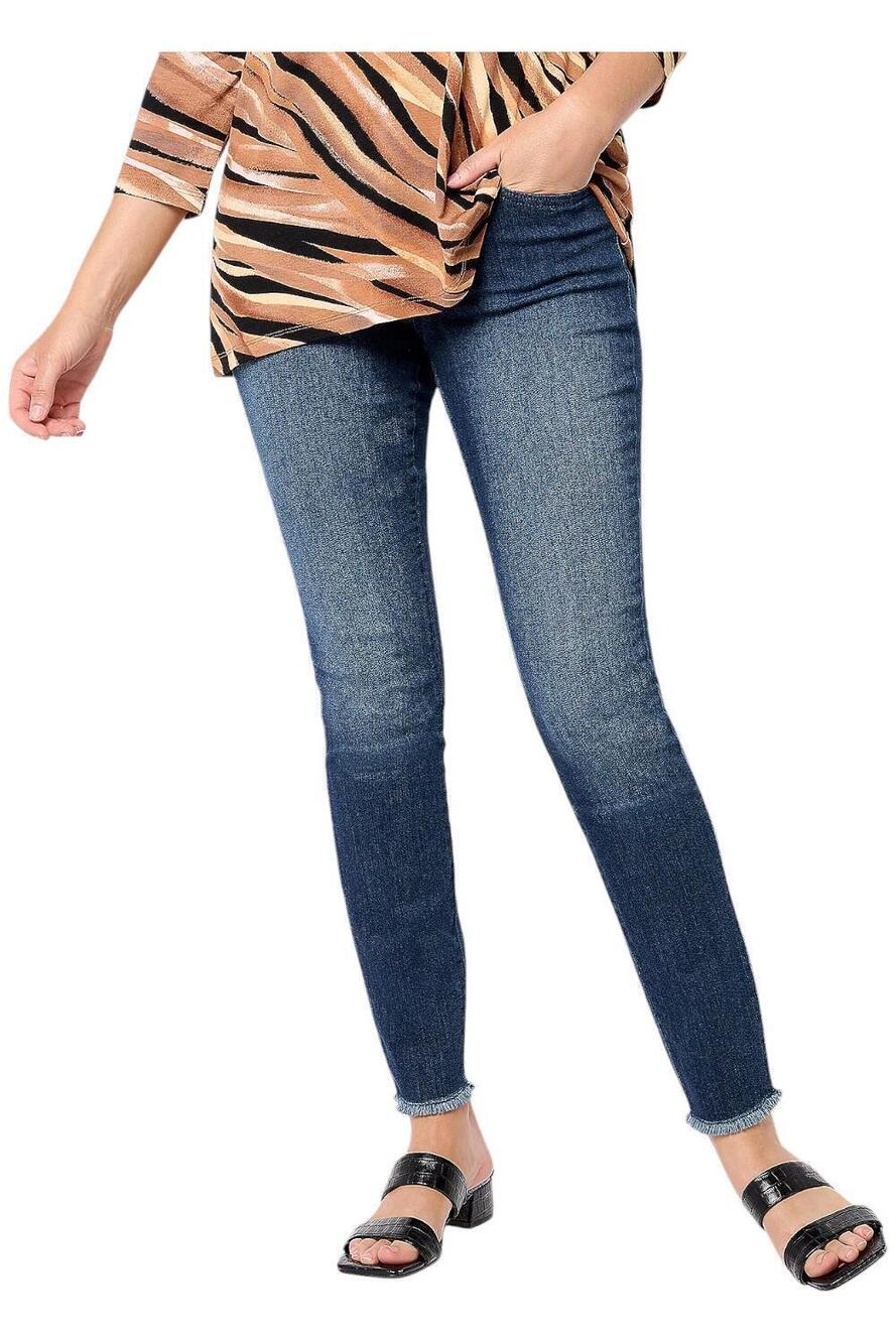 Belle by Kim Gravel Women's Primabelle Frayed Jeggings Drk Indigo - Tall